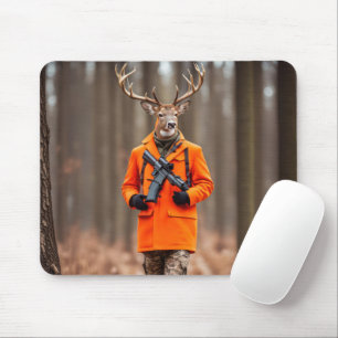 Der Hunter In Woods With Rifle Mouse Mat