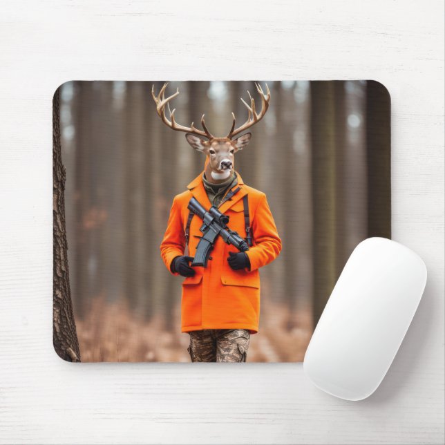 Der Hunter In Woods With Rifle Mouse Mat (With Mouse)