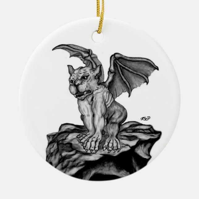 Der kleine Golem Gargoyle Ceramic Tree Decoration (Front)