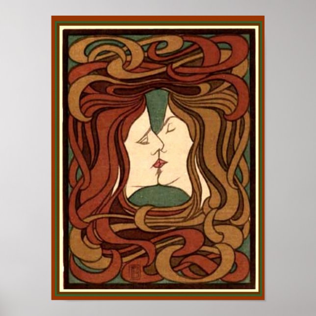 "Der Kuss" by Peter Behren Art Nouveau Print 12x16 (Front)
