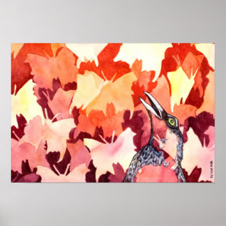 Der Rabe schreckt die Schmetterlinge auf Poster