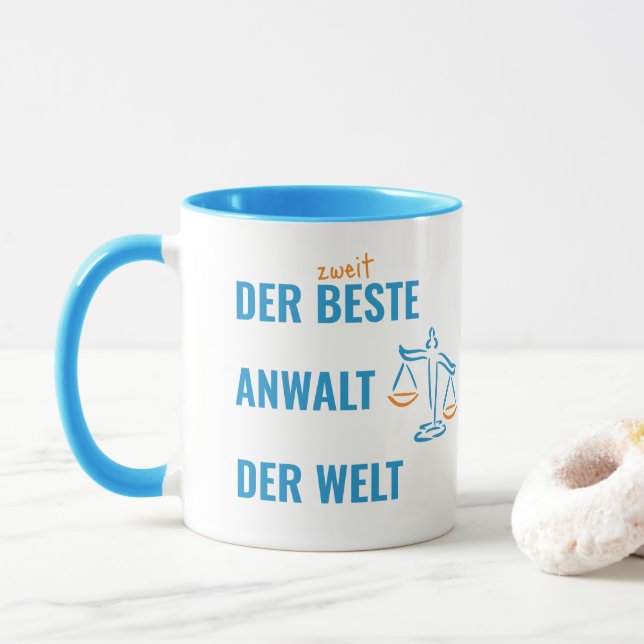 Der zweitbeste Anwalt der Welt. Lustiges Geschenk. Mug (With Donut)