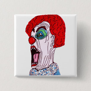 DERANGED CLOWN magnet 15 Cm Square Badge
