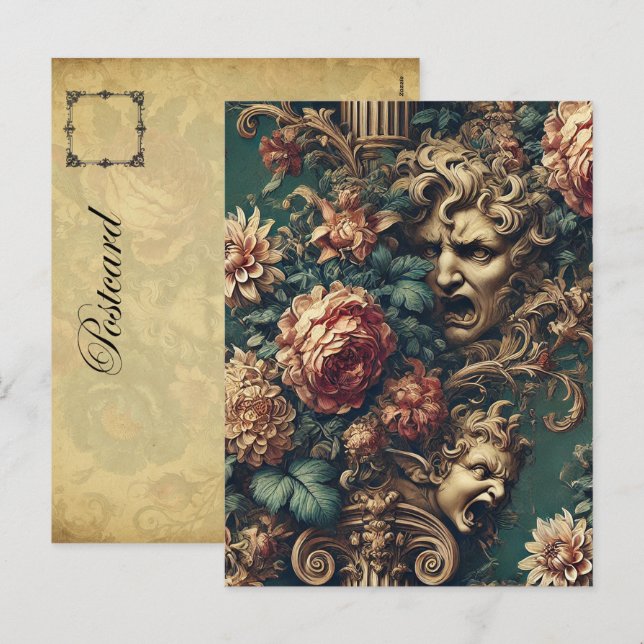 Deranged Decadence – Gothic Victorian Floral  Holiday Postcard (Front/Back)