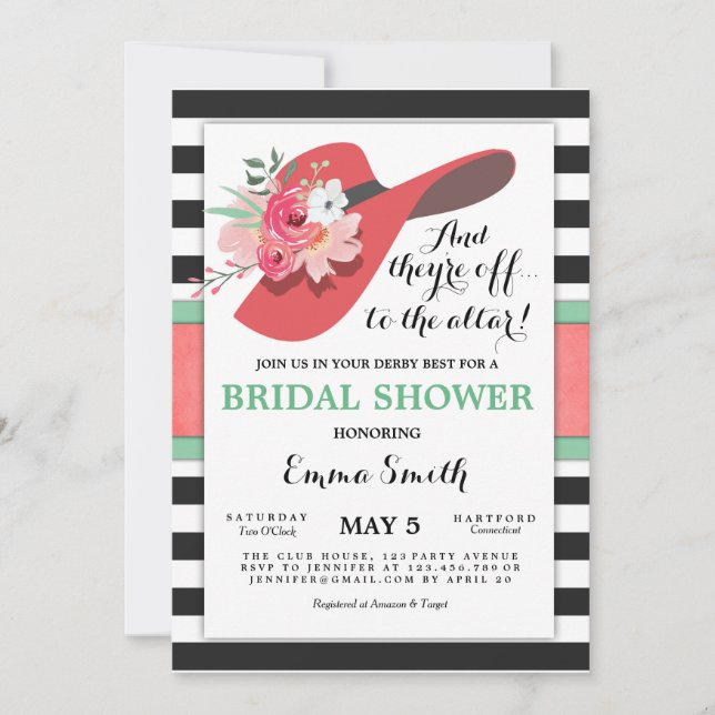 Derby Bridal Shower Invitation Wear a Hat Horse (Front)