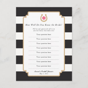 Derby Bride Quiz Spring Bridal Shower Game Card