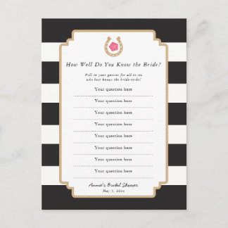 Derby Bride Quiz Spring Bridal Shower Game Card