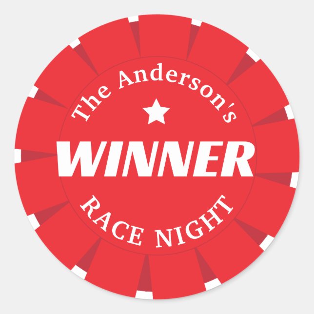 Derby Day First Place Winner Equestrian Rosette Classic Round Sticker (Front)