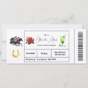 Derby Day "Off to the Altar" Bridal Shower Ticket Invitation