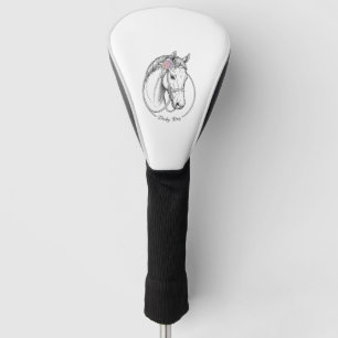 Derby Day Vintage Engraved Horse Flower Design Golf Head Cover