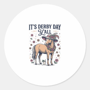 Derby Day Y’all Horse Floral Hat Classic Round Sticker