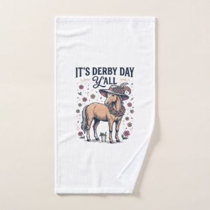 Derby Day Y’all Horse Floral Hat Hand Towel