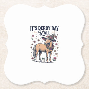 Derby Day Y’all Horse Floral Hat Paper Coaster