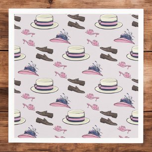 Derby Fancy Hats and Shoes Pattern Preppy Napkin