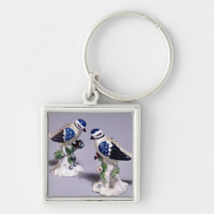 Derby figures of bluetits, c.1760 key ring