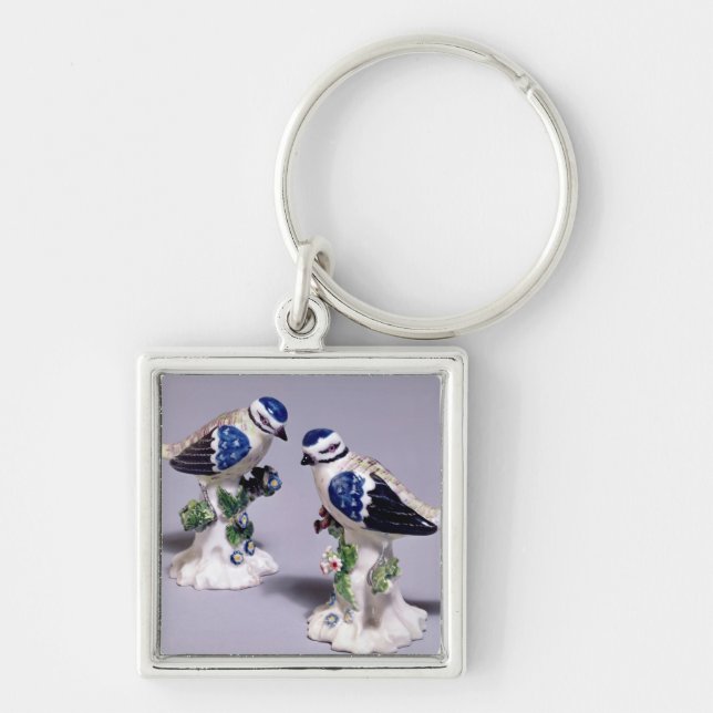 Derby figures of bluetits, c.1760 key ring (Front)