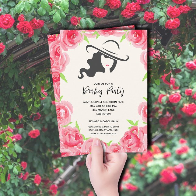 Derby Hat and Roses Derby Party Invitation (Derby Hat and Roses Derby Party Invitations)