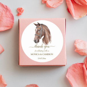 Derby horse equestrian party elegant brown horse classic round sticker