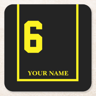 Derby Horse Race Black 6 Personalised Square Paper Coaster