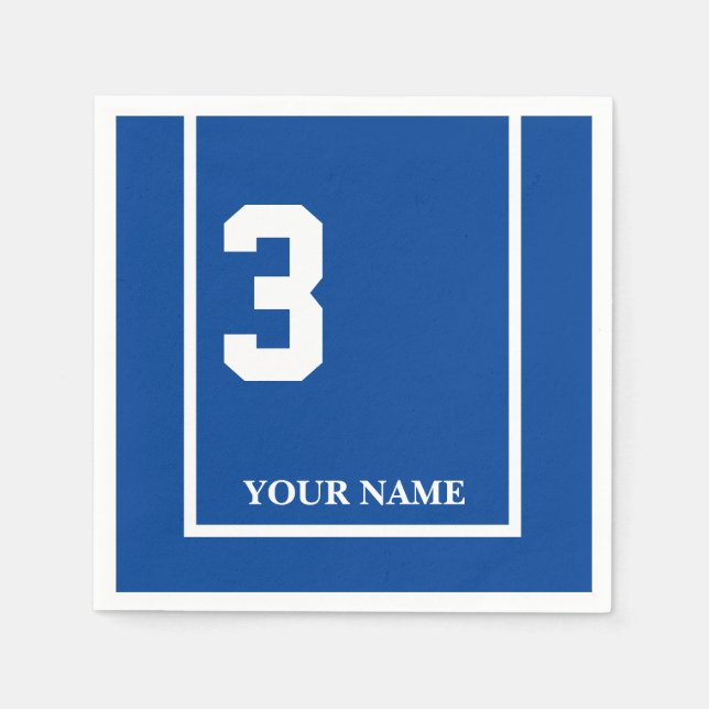 Derby Horse Race Blue 3 Personalised Paper Napkin (Front)
