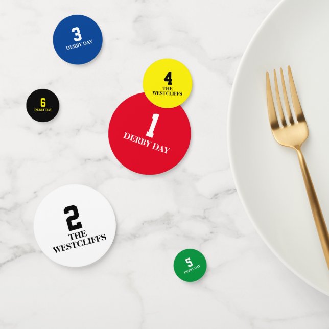 Derby Horse Race Numbers 1 - 6 Colourful Custom Confetti (Group)