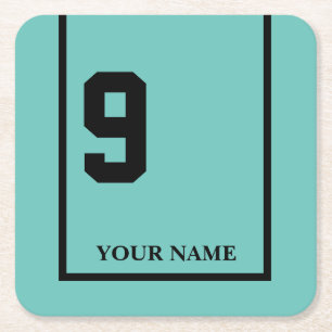 Derby Horse Race Turquoise 9 Personalised Square Paper Coaster