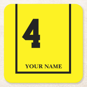 Derby Horse Race Yellow 4 Personalised Square Paper Coaster