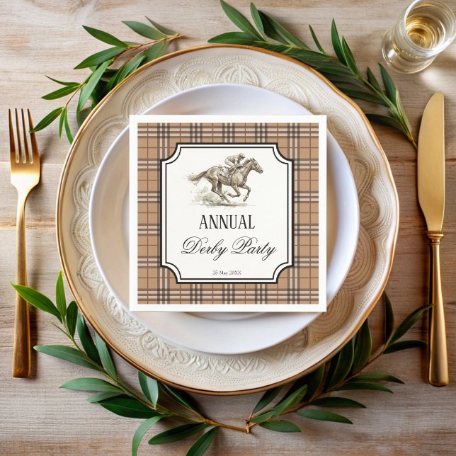 Derby horse racing party elegant gingham napkin (Derby horse racing party elegant gingham personalized napkins equestrian party supplies)