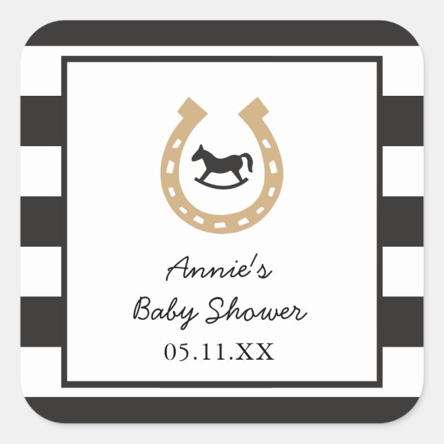 Derby Horseshoe Baby Shower Personalised Stickers (Front)