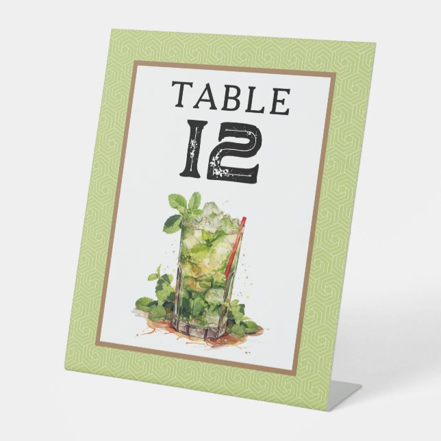 Derby Mint Julep Table Number Pedestal Sign (Front)