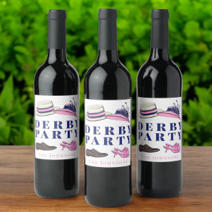 Derby Party Fancy Hats & Shoes Personalised Wine Label