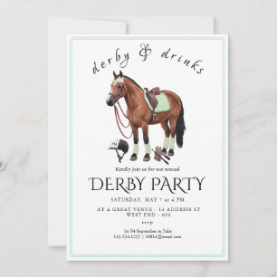 Derby Party Invitation – Floral Horse Head with Ro