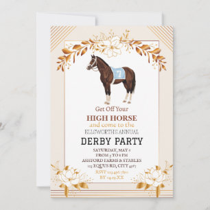 Derby Party Invitation Horse Racing Elegant Gold F