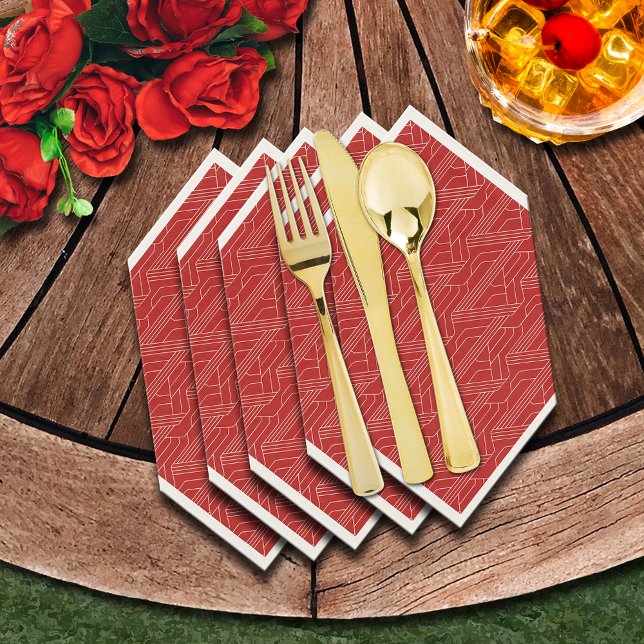 Derby Party Red and Ivory Napkin (We show the napkins folded to add to your table. (Silverware not sold.))