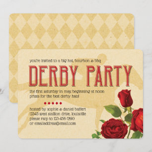 Derby Party Red Roses and Racehorse Invitation