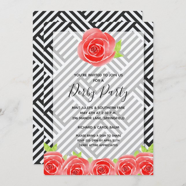 Derby Party Red Roses Invitations (Front/Back)