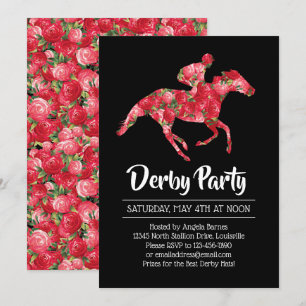 Derby Party Red Roses Racehorse 2 Invitation