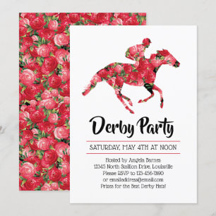 Derby Party Red Roses Racehorse Invitation