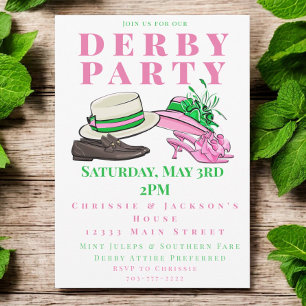 Derby Party With Fancy Hats Shoes Fashion Preppy Invitation