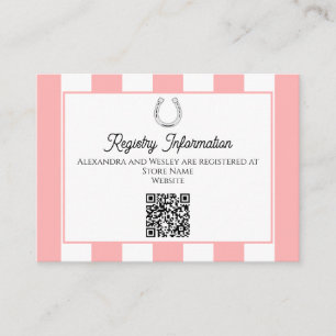 Derby Shower Cabana Stripes Horseshoe Registry QR Enclosure Card