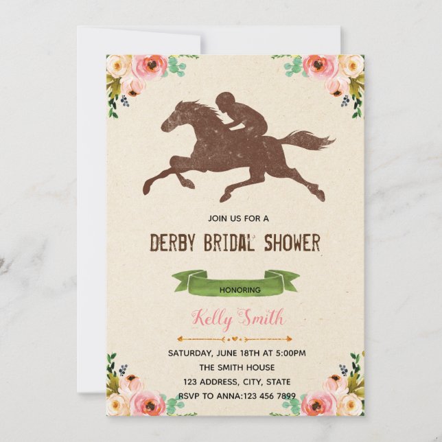 Derby shower party invitation card (Front)