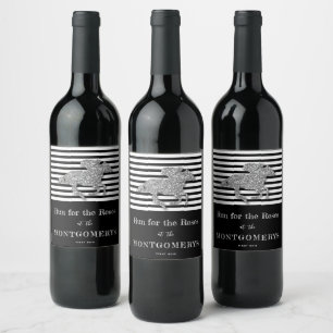 Derby Silver Racehorse and Jockey on Stripes Wine Label