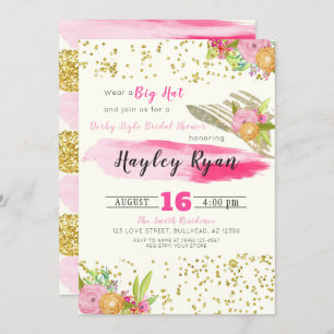 Derby Style Big Hat Bridal Shower Invitation