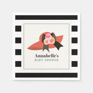 Derby Style Big Red Hat Rose Baby Shower Napkin