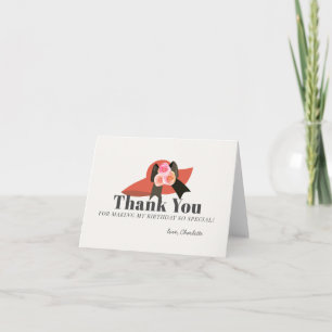 Derby Style Big Red Hat Rose Birthday Thank You Card