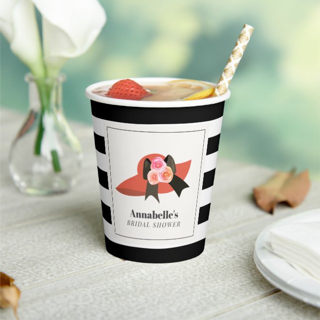 Derby Style Big Red Hat Rose Bridal Shower Paper Cups (Insitu)