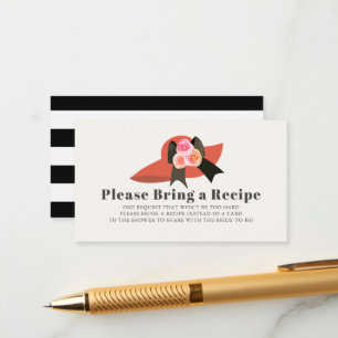 Derby Style Red Hat Bridal Shower Recipe Request Enclosure Card