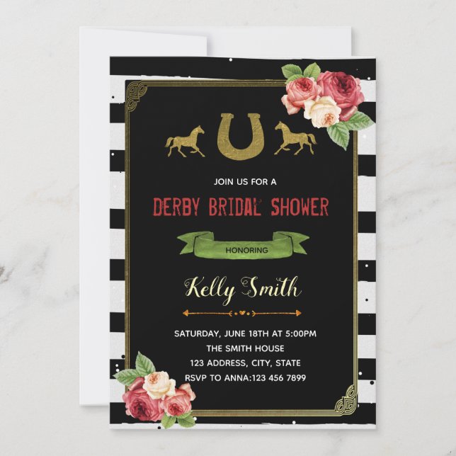 Derby theme party bridal shower invitation (Front)