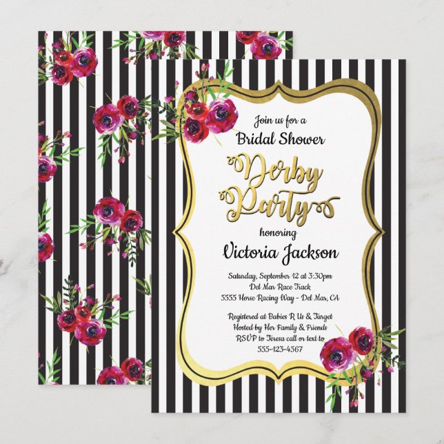 Derby Themed Bridal Shower Invitations (Front/Back)