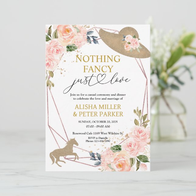 Derby Wedding Invitation – Nothing Fancy Just Love (Standing Front)